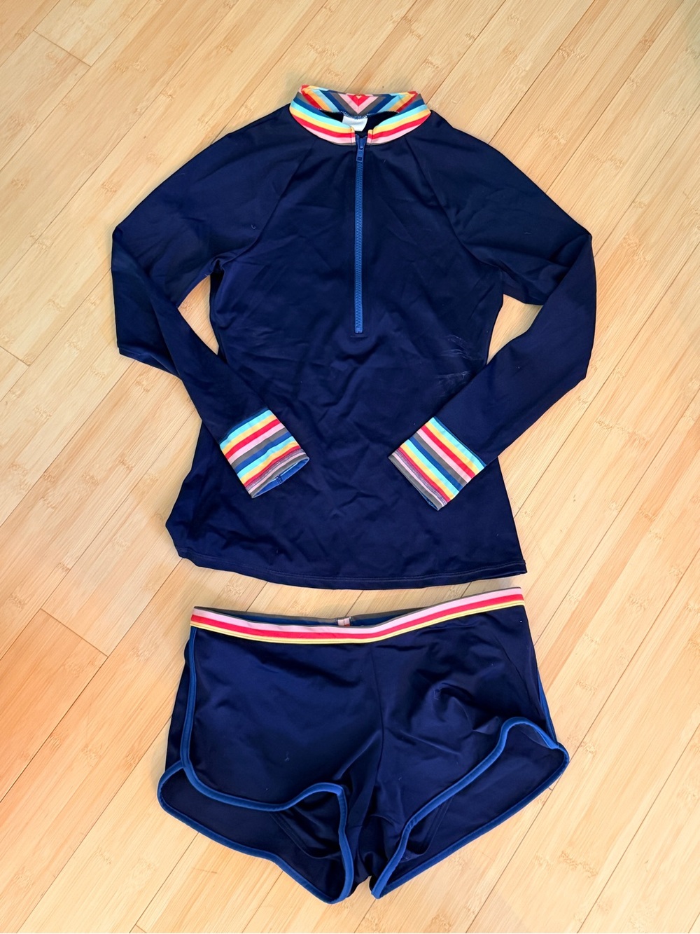 Boden Swim Set with Rainbow Trim - Like New - Size Small